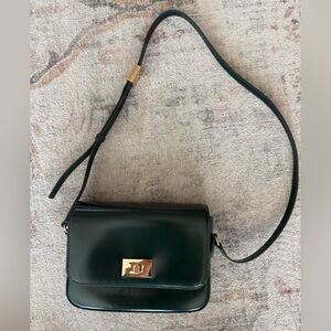 J. Crew Dark Green Leather Crossbody Bag